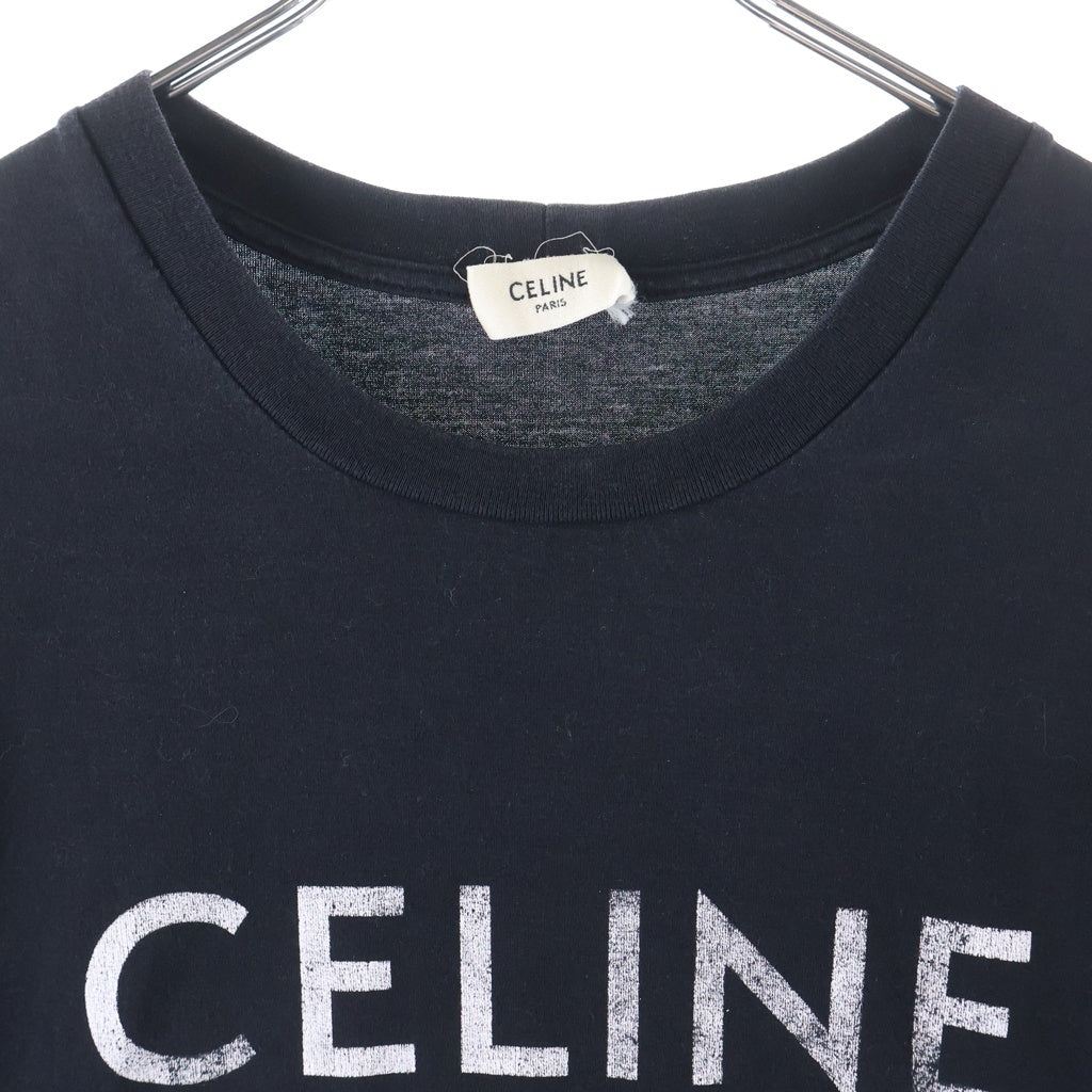 CELINE(セリーヌ) 22SS フロントクラシックロゴプリント クルーネック半袖Tシャツカットソー ブラック 2X308916G