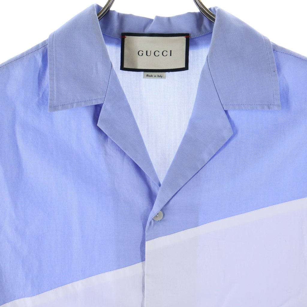 GUCCI(グッチ) ロゴスクリプト オーバーサイズボウリング半袖シャツ ブルー 619033 ZAEN3