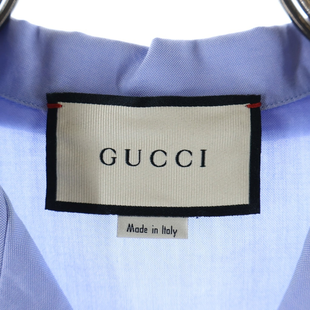 GUCCI(グッチ) ロゴスクリプト オーバーサイズボウリング半袖シャツ ブルー 619033 ZAEN3
