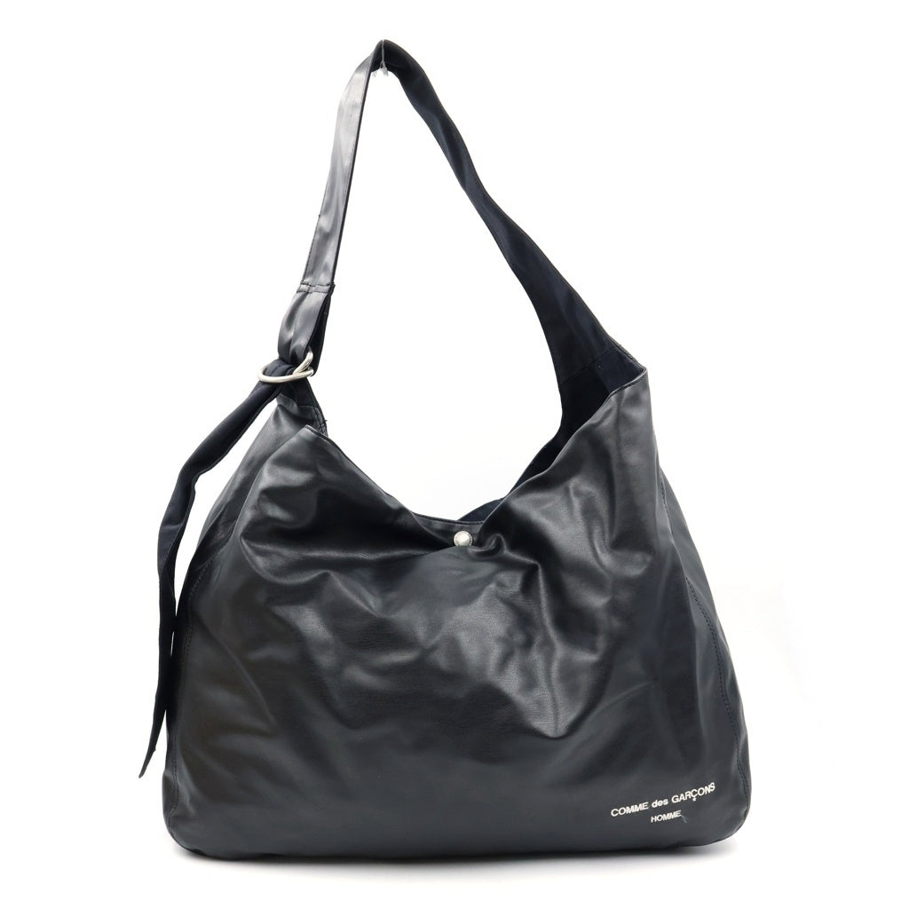 COMME des GARCONS HOMME(コムデギャルソンオム) 24AW Synthetic Leather Bag シンセティックレザー ロゴ刺繍 ショルダーバッグ ブラック HN-K 204 レディース