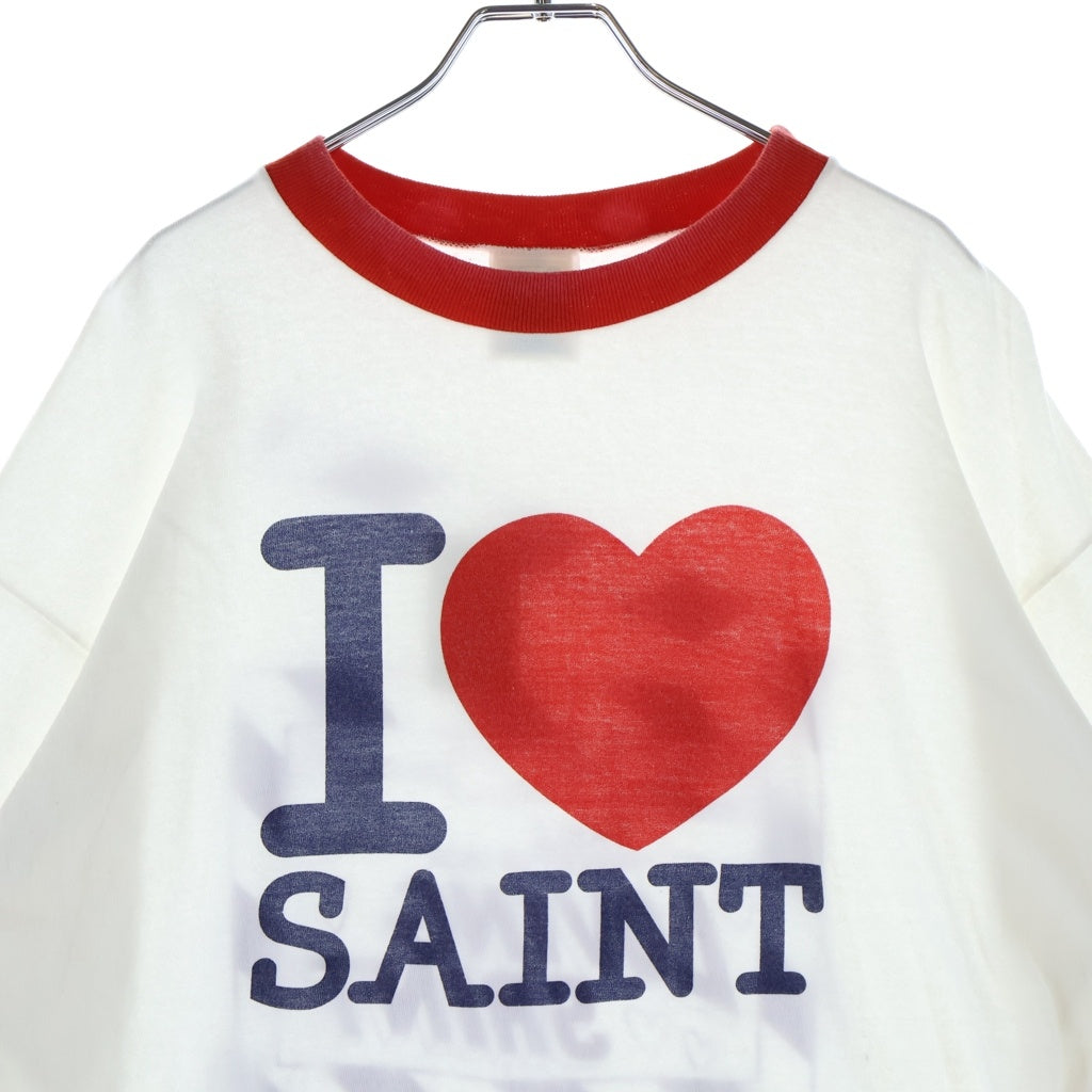 SAINT MICHAEL(セントマイケル) 26SS I LOVE SAINT アイラブセント クルーネック半袖リンガーTシャツカットソー ホワイト SM-MK8-0000-018