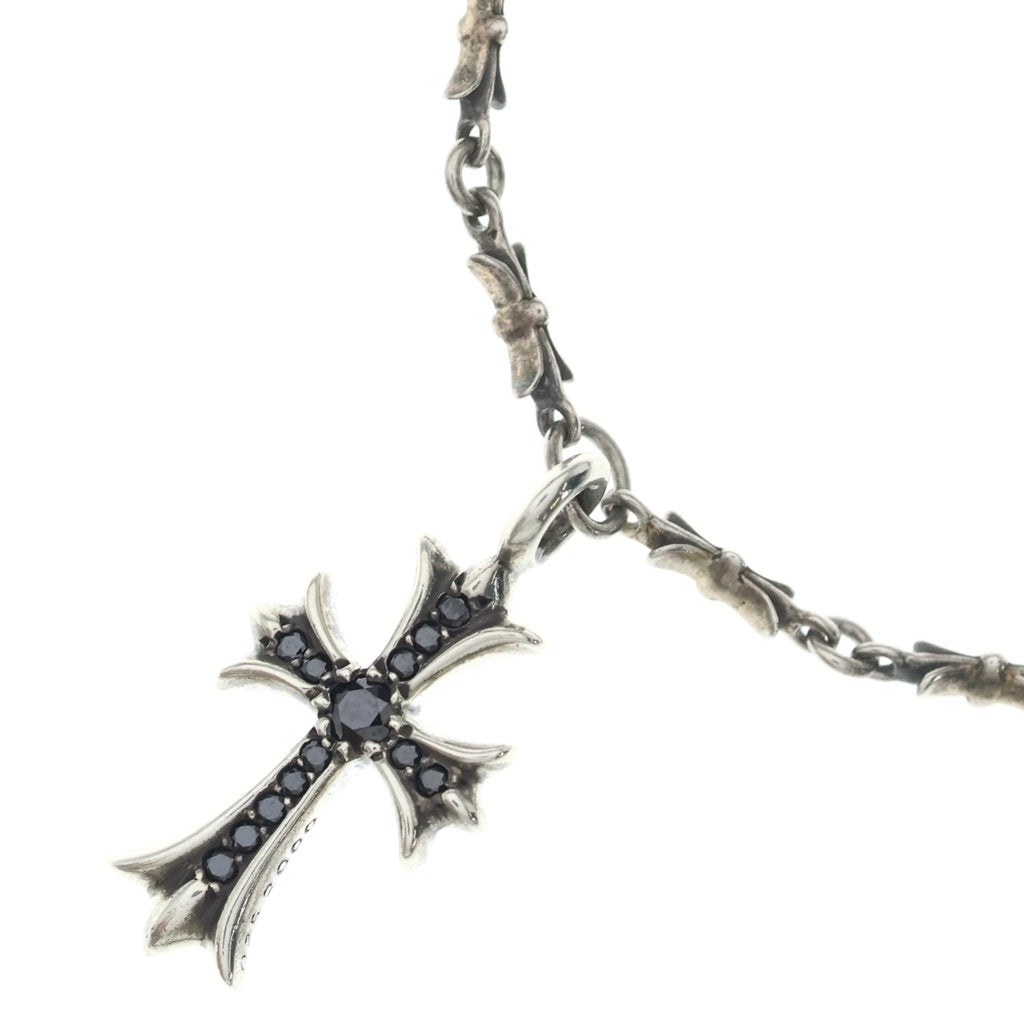CHROME HEARTS(クロムハーツ) TNY CRSF P BLKDIA TINY E BAR タイニーファットクロス ブラックダイヤ タイニーEバー ネックレス シルバー 20inch