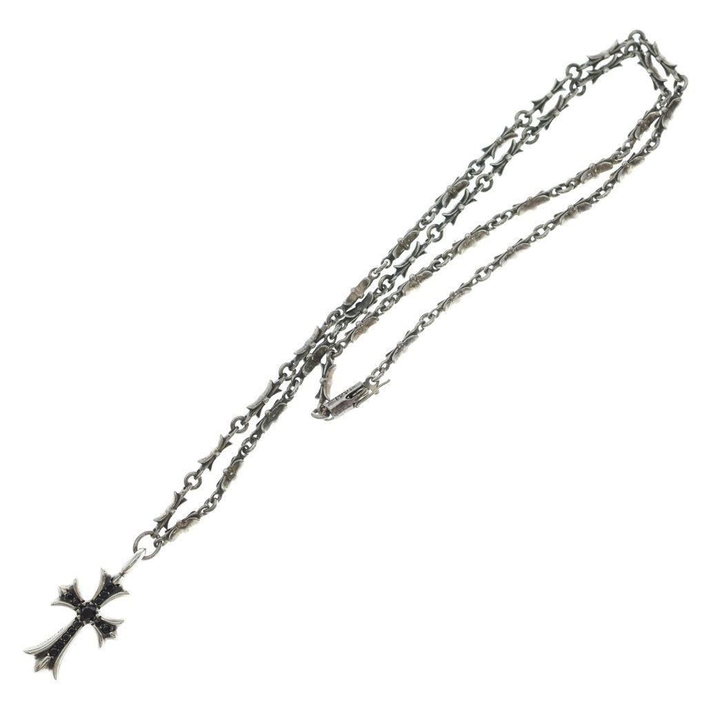 CHROME HEARTS(クロムハーツ) TNY CRSF P BLKDIA TINY E BAR タイニーファットクロス ブラックダイヤ タイニーEバー ネックレス シルバー 20inch