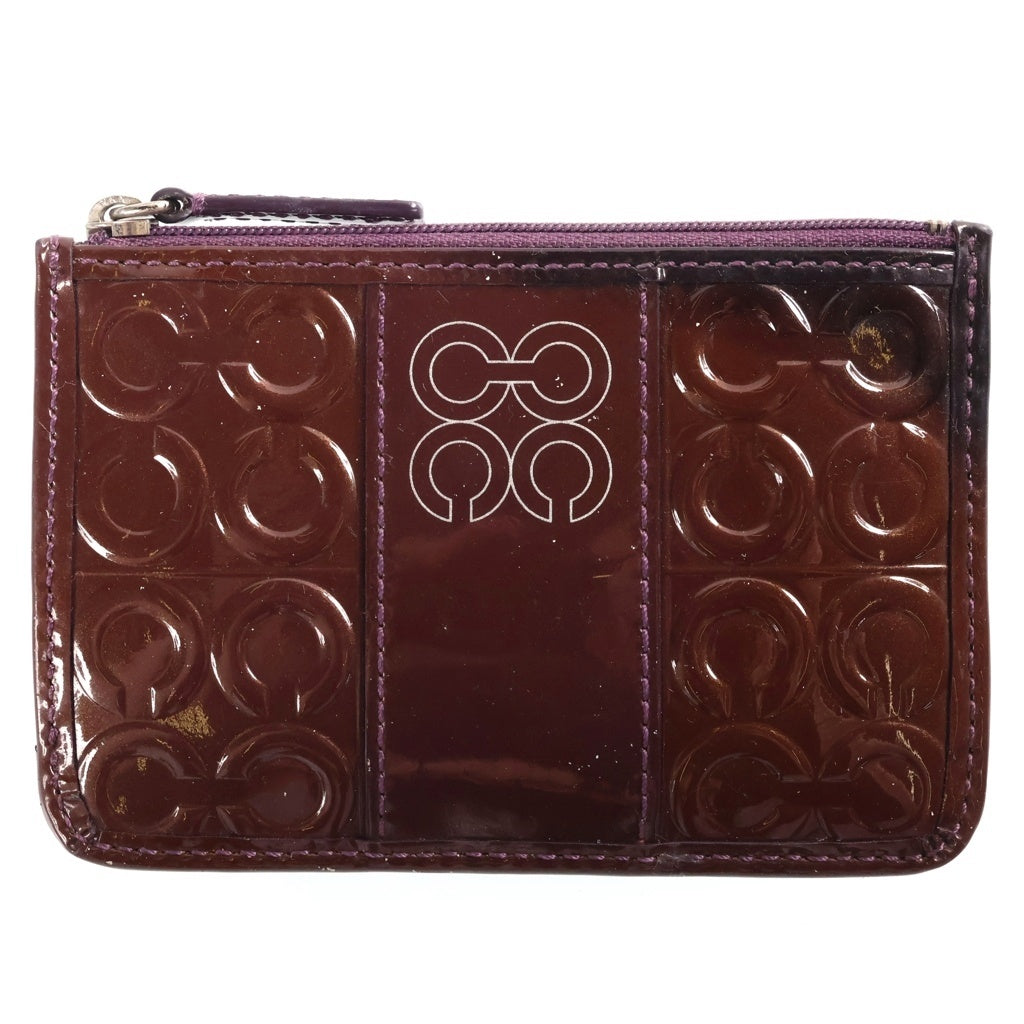 COACH(コーチ) エナメル カードケース コインケース キーホルダー ブラウン レディース
