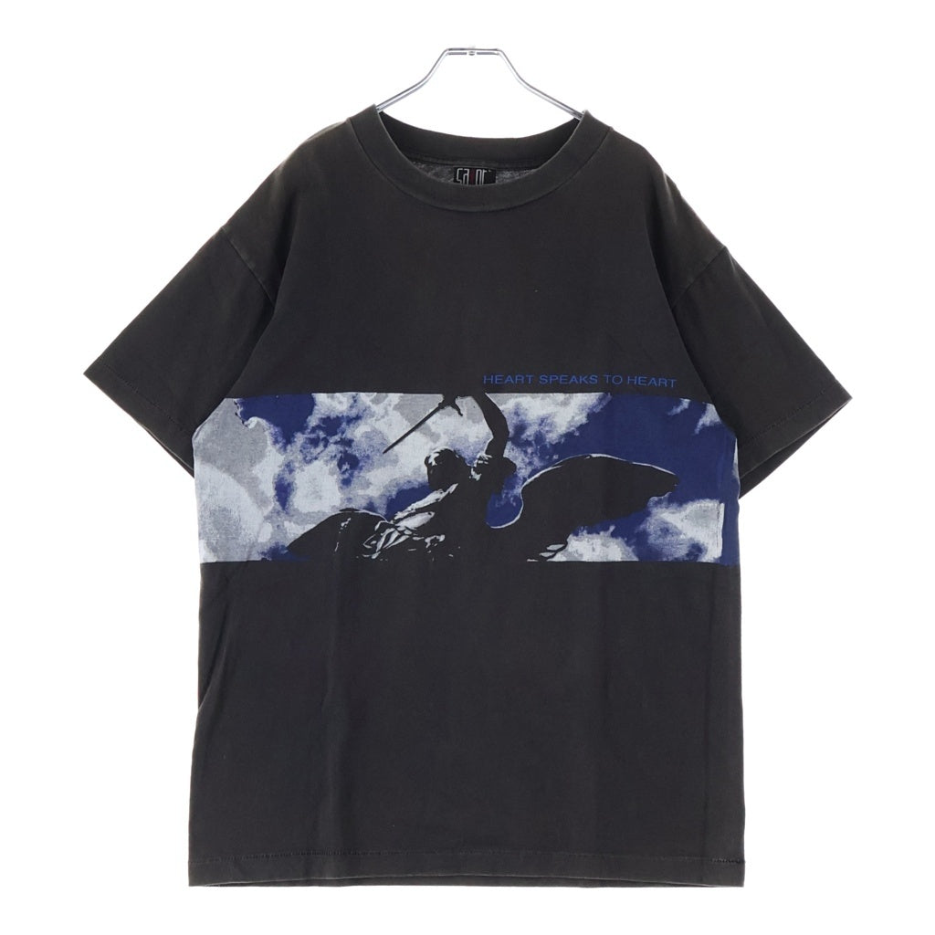 SAINT MICHAEL(セントマイケル) 21SS HEART SPEAKS TO TEE SM-S21-0000-009 ハート スピークス トゥ ヴィンテージ加工 クルーネック半袖Tシャツカットソー グレー