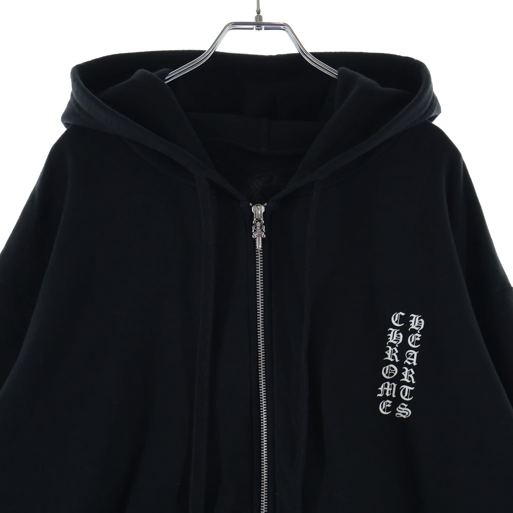 CHROME HEARTS(クロムハーツ) SWTSHRT HD ZIP アームロゴプリントジップアップパーカー フーディ ブラック
