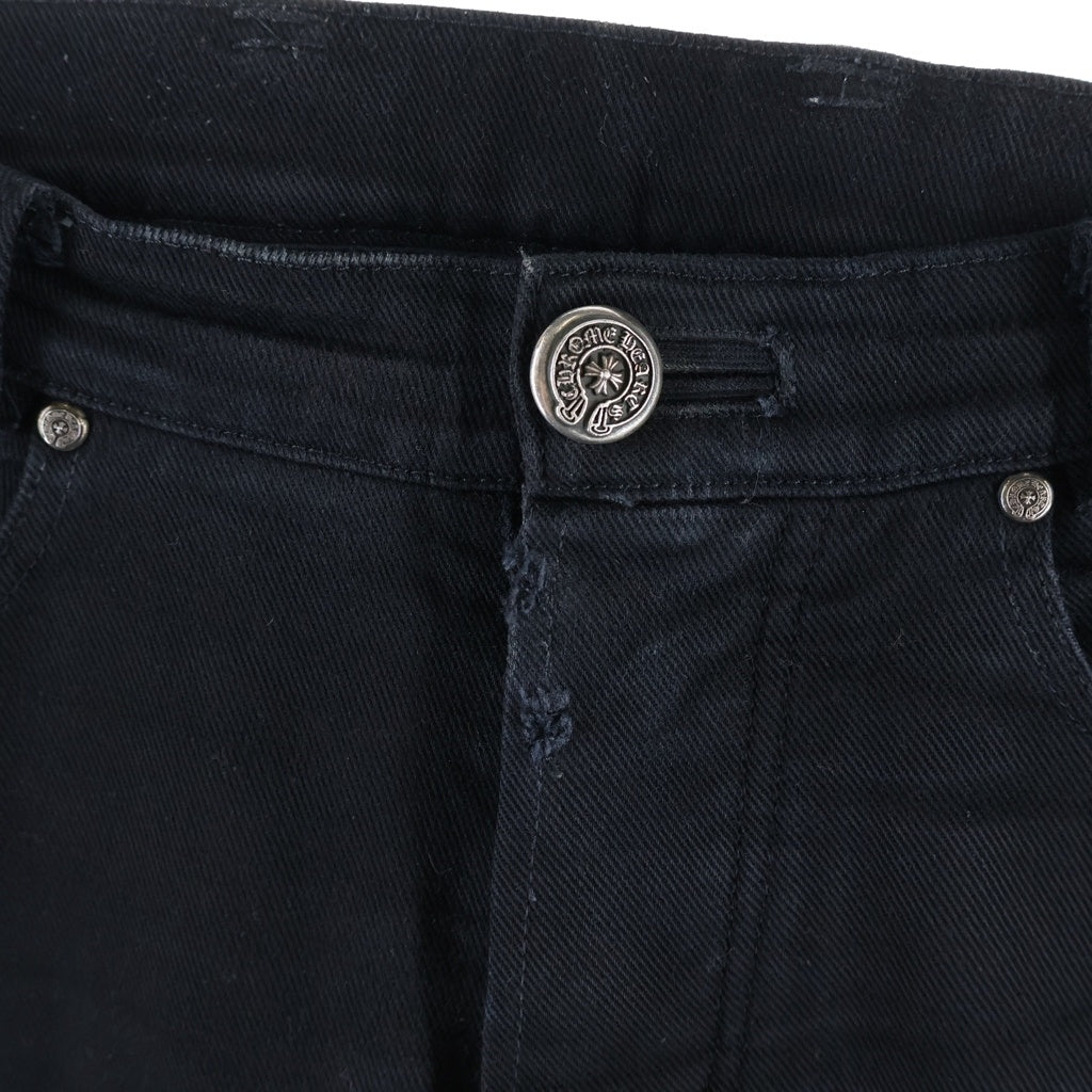 CHROME HEARTS(クロムハーツ) OLD オールド クロスボールボタン フレアニーデニムパンツ ブラック