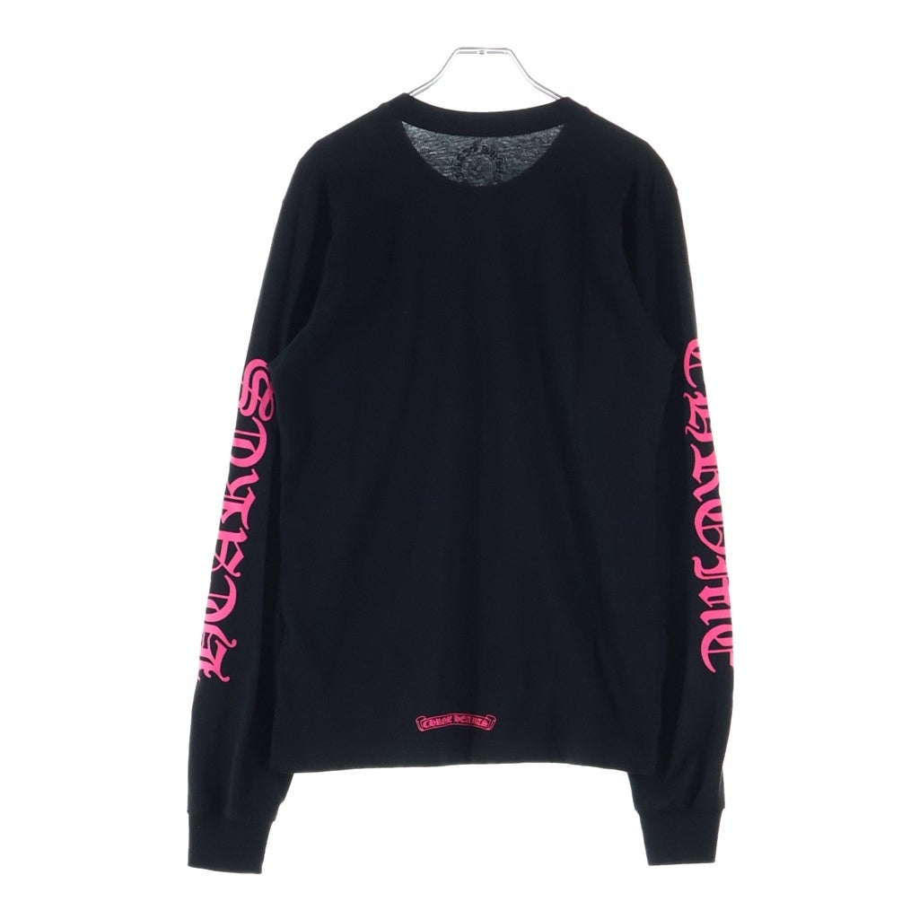 CHROME HEARTS(クロムハーツ) Neck Logo Long Sleeve Tee イングリッシュネックロゴ長袖Tシャツ カットソー ブラック/ピンク