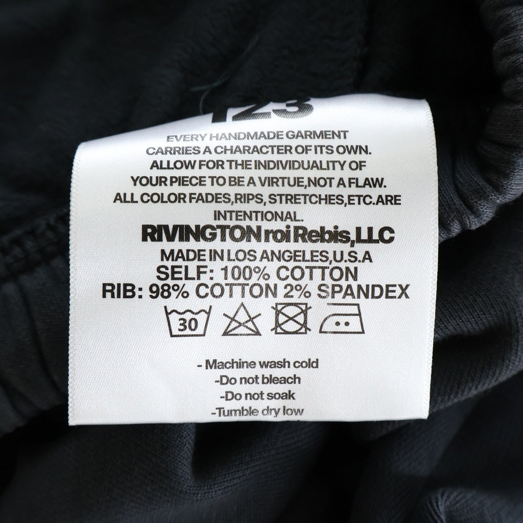 RRR123 RIVINGTON roi Rebis(リヴィントンロイレビス) FASTING FOR FASTER SWEATPANTS ヴィンテージ加工スウェットパンツ ブラック