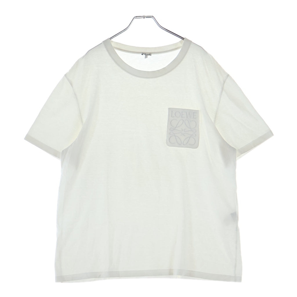 LOEWE(ロエベ) Relaxed Fit リラックスフィット 胸ポケットアナグラム刺繍 クルーネック半袖Tシャツカットソー ホワイト H526Y22XBC