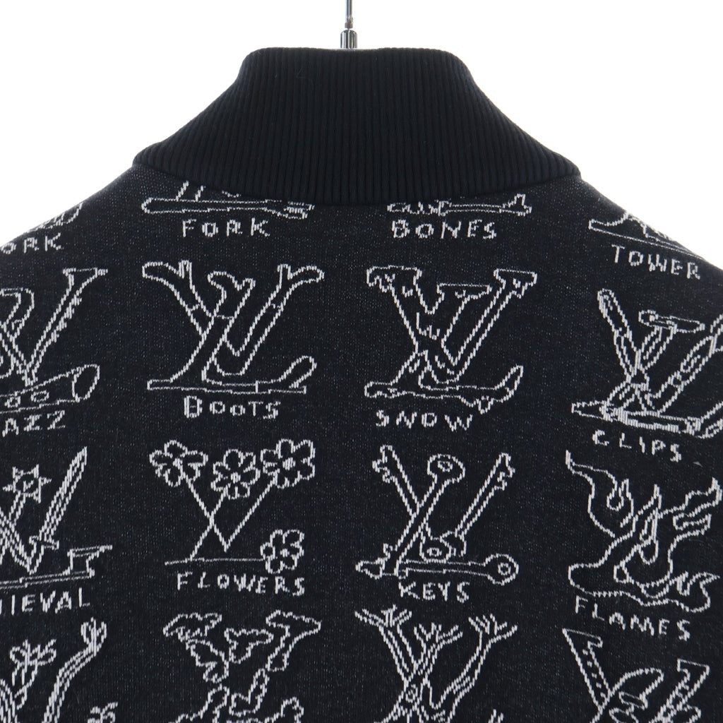 LOUIS VUITTON(ルイヴィトン) 21SS LVロゴ 総柄ジップアップニットジャケット ブラック RM211M ZMH HKY21W