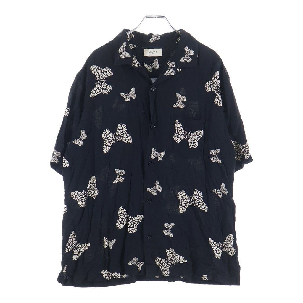 CELINE(セリーヌ) Butterfly Hawaiian Rayon バタフライ ハワイアン レーヨン半袖シャツ ブラック 2C946176W