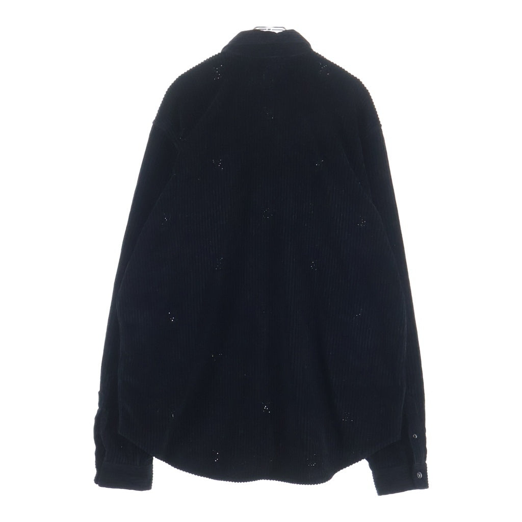 LOUIS VUITTON(ルイヴィトン) 25SS LVロゴ ラインストーン総柄 コーデュロイ長袖シャツ ブラック RM251M9-MPU-HSS35W
