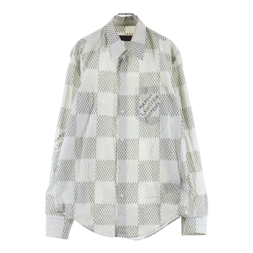 LOUIS VUITTON(ルイヴィトン) 24SS ダミエパターン ロングスリーブ 長袖シャツ ホワイト RM241-HQT-HQS81W