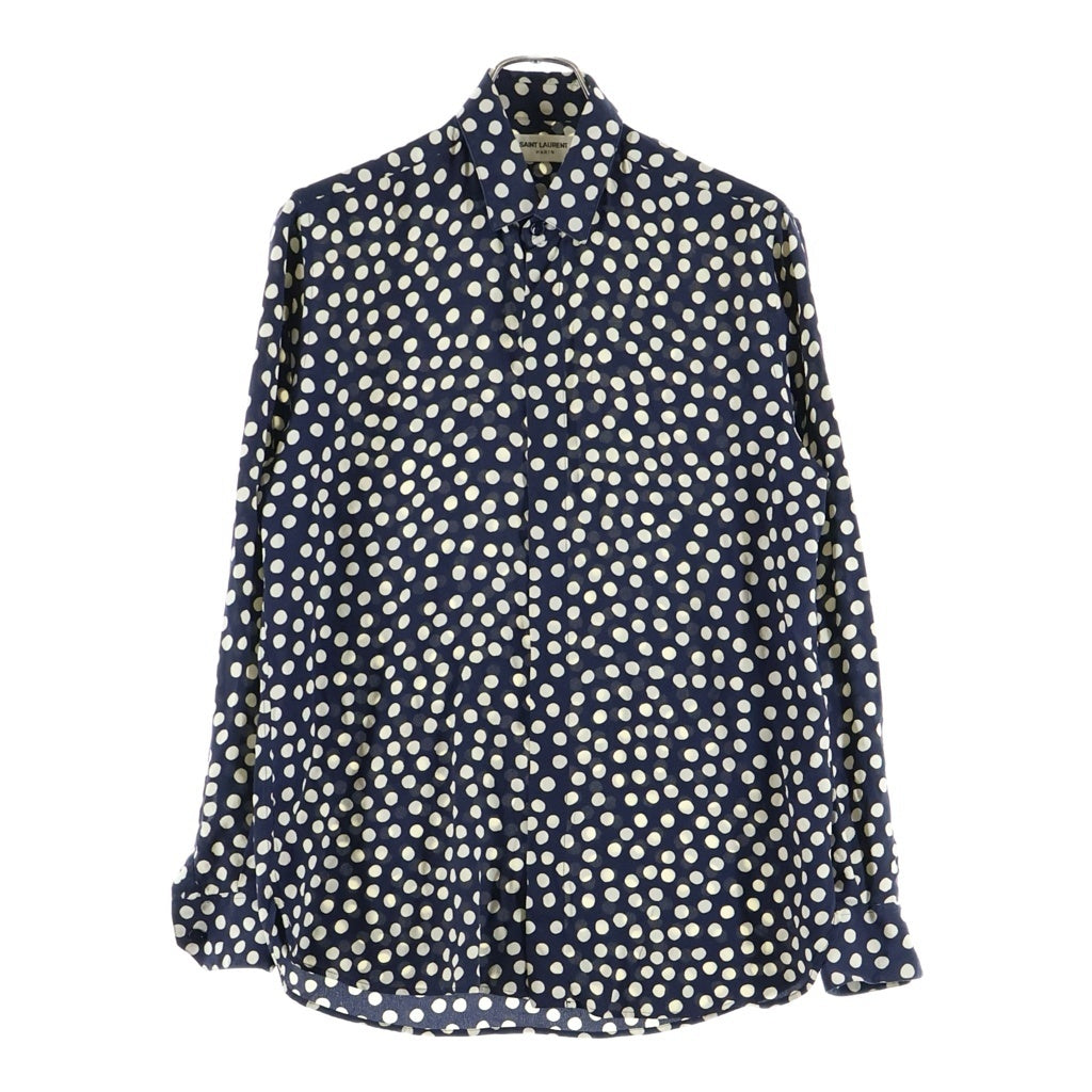 SAINT LAURENT PARIS(サンローランパリ) 19SSドットシルク総柄 長袖シャツ ブラック 564172 Y304V