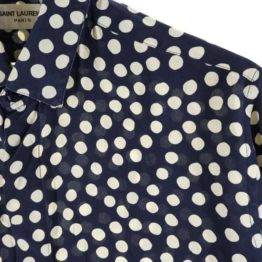 SAINT LAURENT PARIS(サンローランパリ) 19SSドットシルク総柄 長袖シャツ ブラック 564172 Y304V