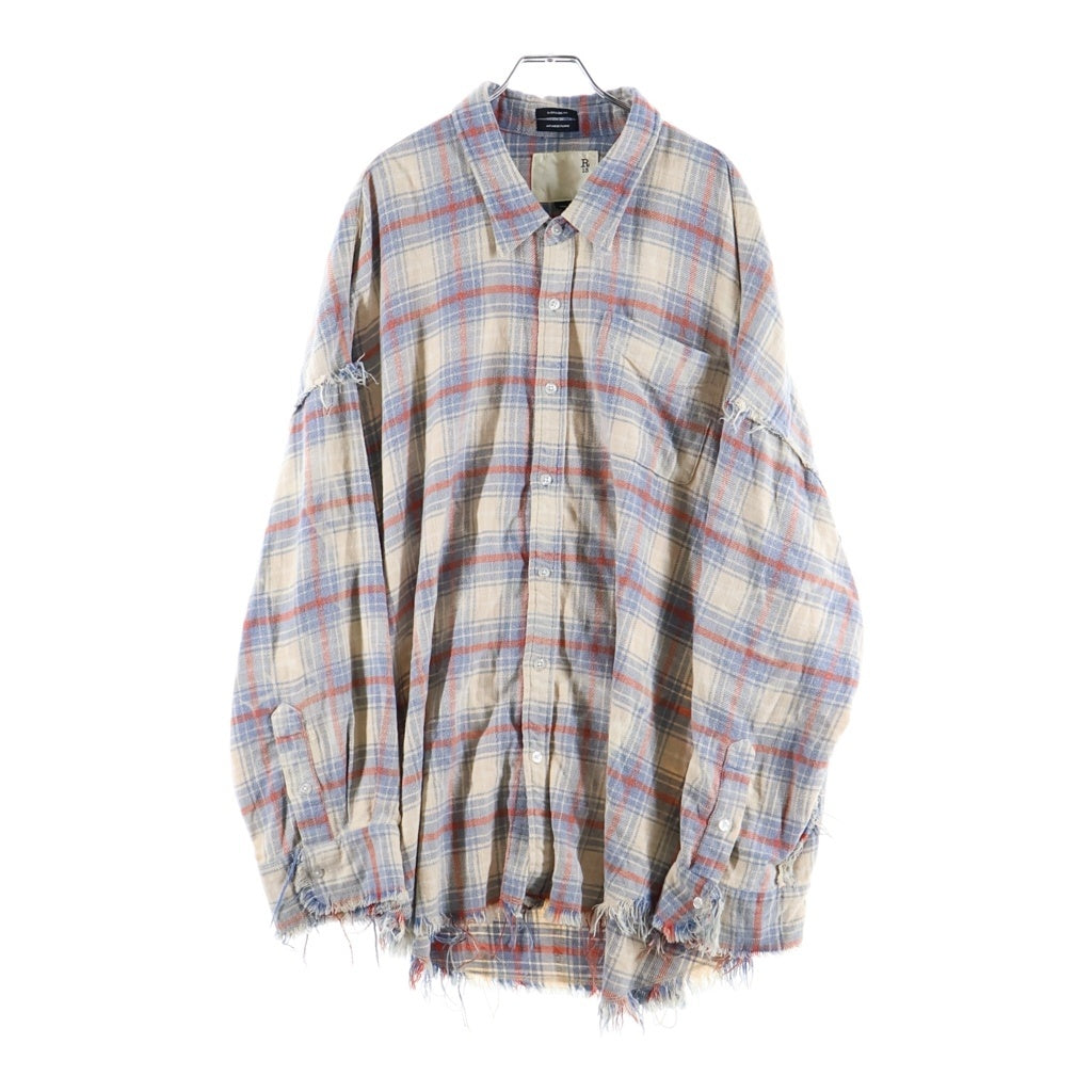 R13(アールサーティーン) Shredded Seam Drop Neck Shirt ダメージ加工 チェックシャツ マルチカラー R13WR075-RR342B