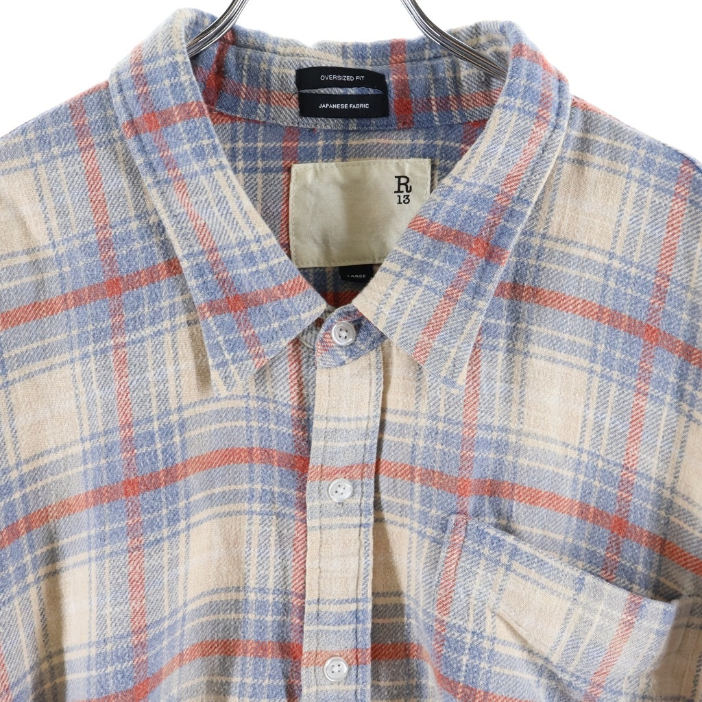 R13(アールサーティーン) Shredded Seam Drop Neck Shirt ダメージ加工 チェックシャツ マルチカラー R13WR075-RR342B