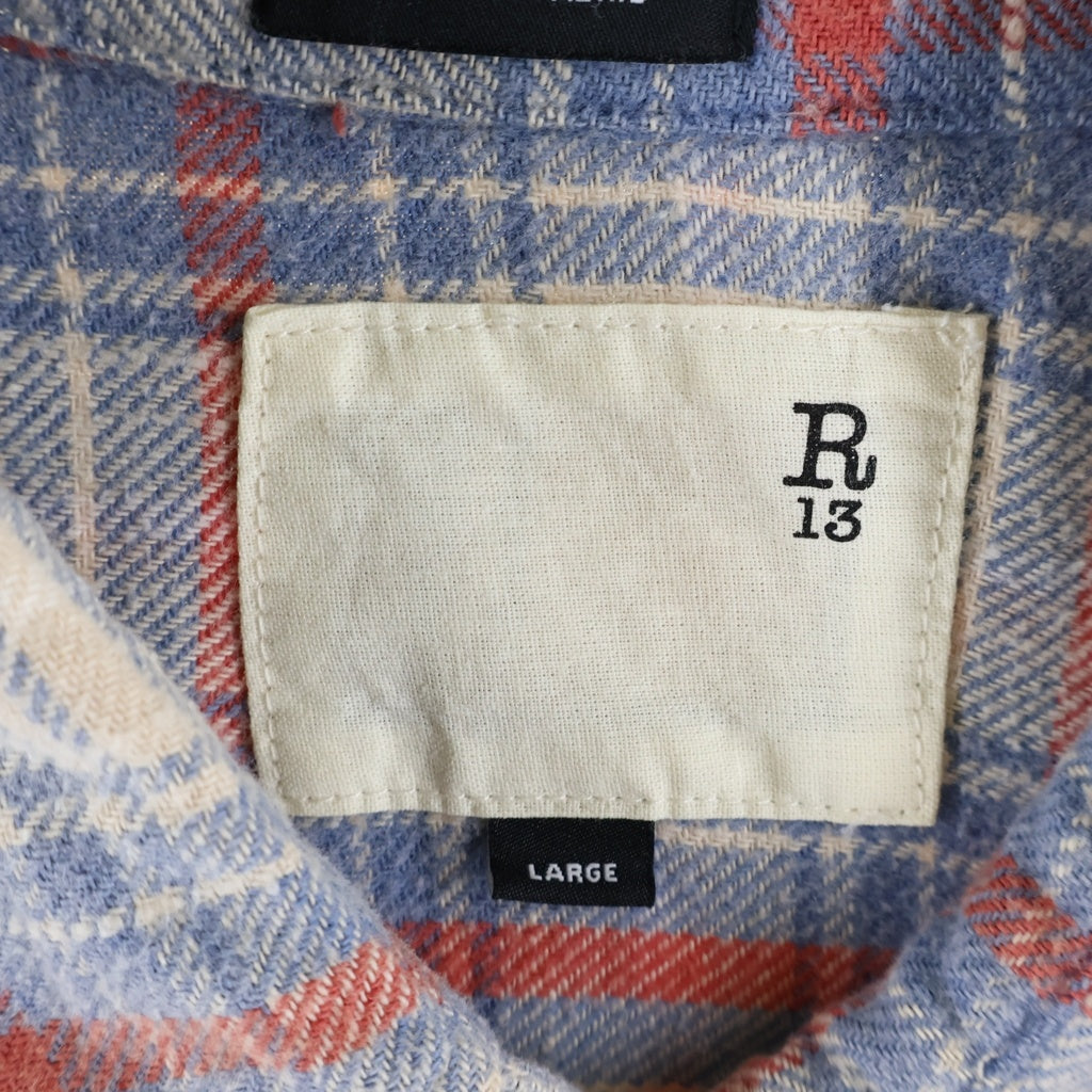 R13(アールサーティーン) Shredded Seam Drop Neck Shirt ダメージ加工 チェックシャツ マルチカラー R13WR075-RR342B