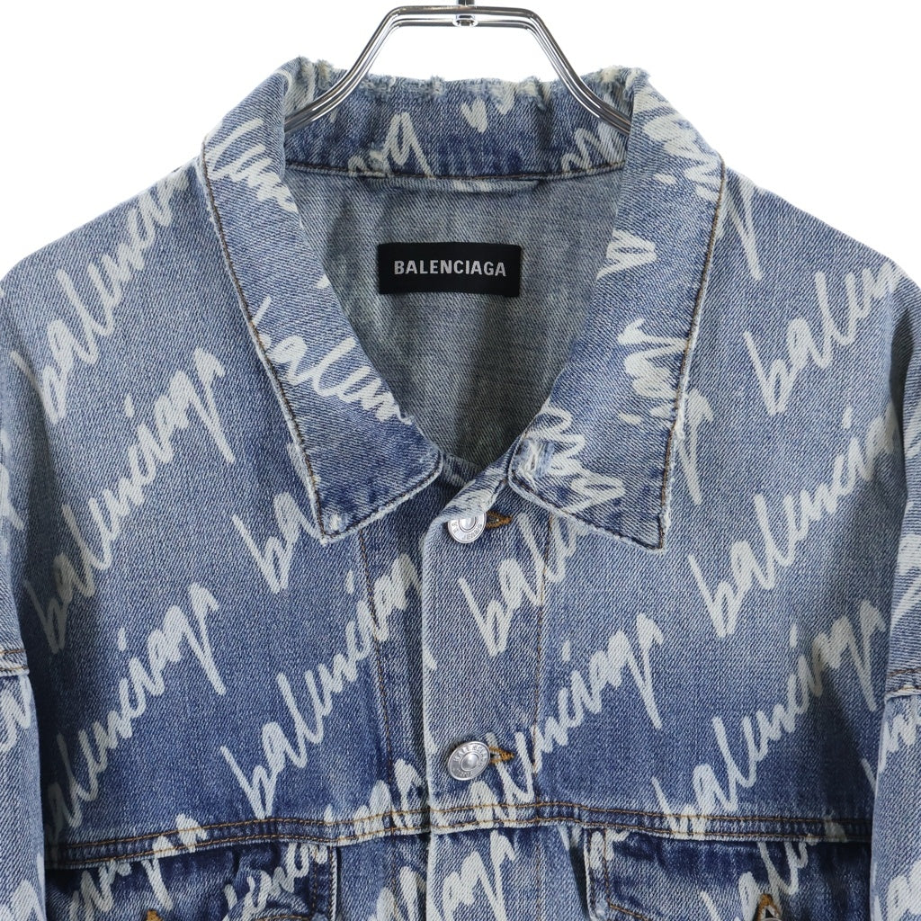 BALENCIAGA(バレンシアガ) 22SS ALLOVER LOGO オールオーバーロゴデニムジャケット 681690 TJW90 インディゴ