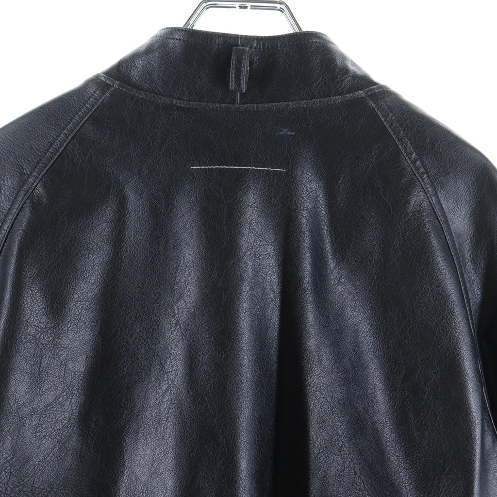 MM6 Maison Margiela(エムエムシックスメゾンマルジェラ) SPORTS JACKET ラグランスリーブ フェイクレザージャケット ブラック SH2AM0053-M35455