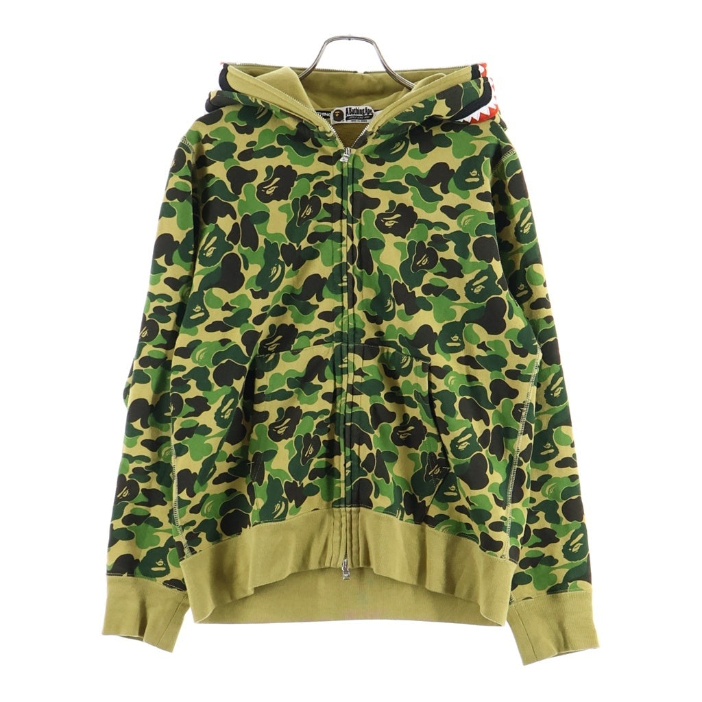 A BATHING APE(アベイシングエイプ) カモフラージュ柄 ジップアップフーディ パーカー カーキ 001ZPM201003M