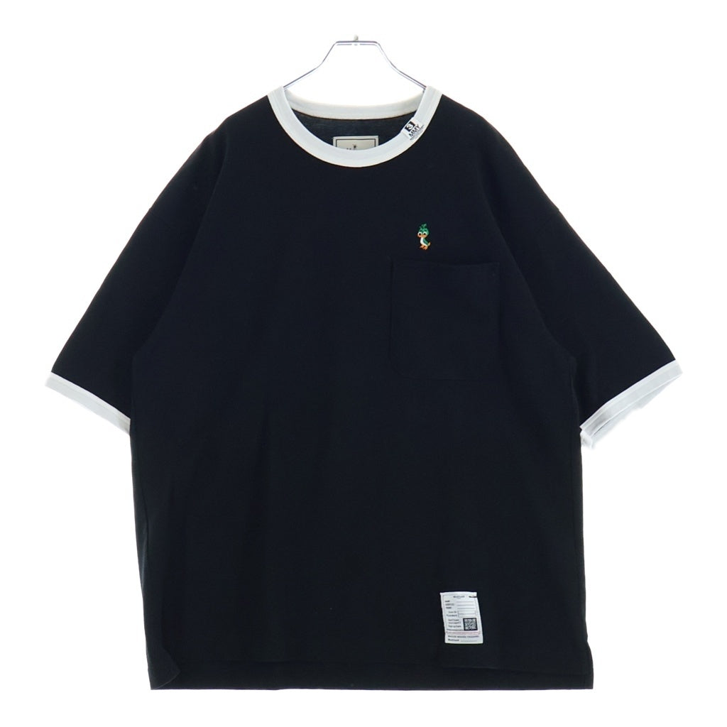 MAISON MIHARAYASUHIRO(メゾンミハラヤスヒロ) 25SS Leon Embroidery Ringer T-shirt レオン エンブロイダリー クルーネック半袖リンガーTシャツカットソー ブラック J14TS771