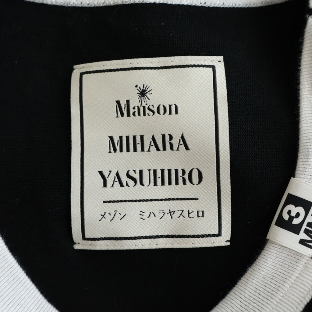 MAISON MIHARAYASUHIRO(メゾンミハラヤスヒロ) 25SS Leon Embroidery Ringer T-shirt レオン エンブロイダリー クルーネック半袖リンガーTシャツカットソー ブラック J14TS771