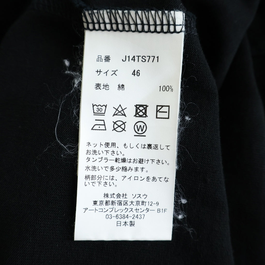 MAISON MIHARAYASUHIRO(メゾンミハラヤスヒロ) 25SS Leon Embroidery Ringer T-shirt レオン エンブロイダリー クルーネック半袖リンガーTシャツカットソー ブラック J14TS771