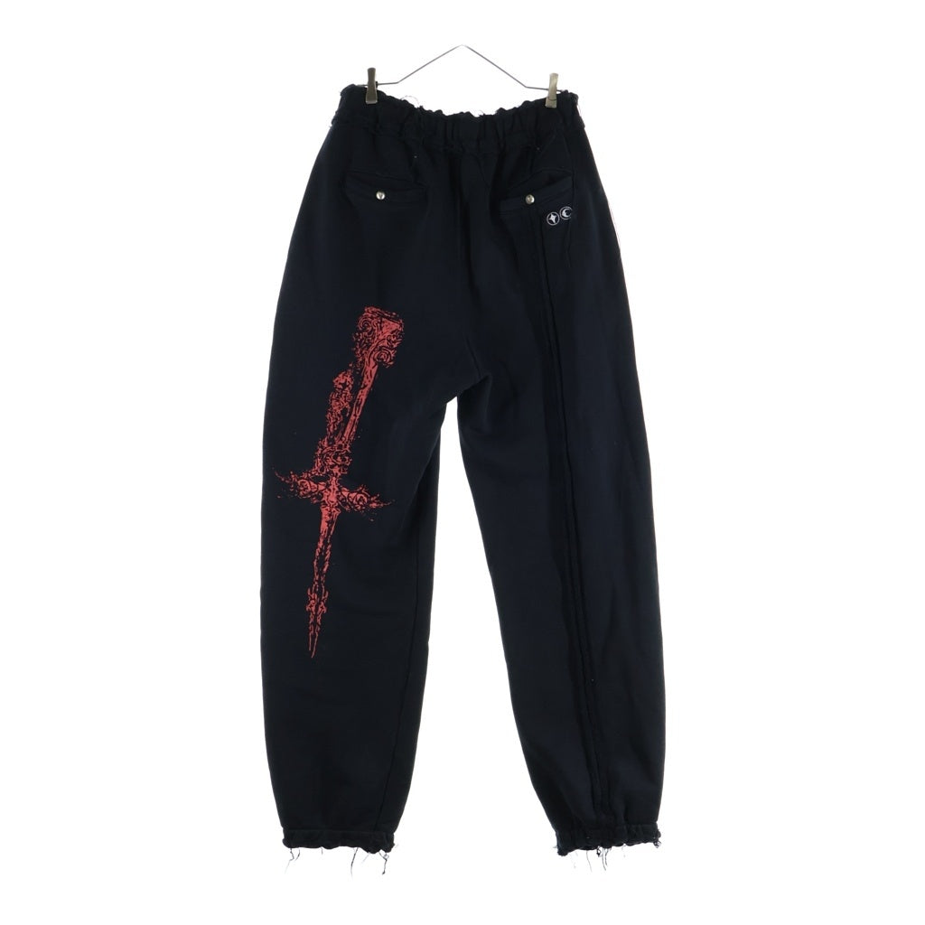 THUG CLUB(サグクラブ) 24SS Dragon Sweat Pant ドラゴンプリント ダメージ加工 スウェットパンツ ブラック TC24PT1502