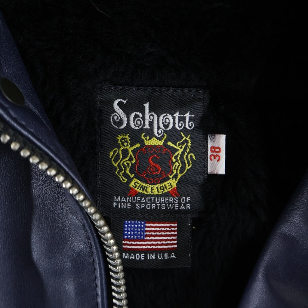 SCHOTT(ショット) #184SM A-2 襟ボア ライナー付レザーフライトジャケット ブルゾンジャケット ネイビー