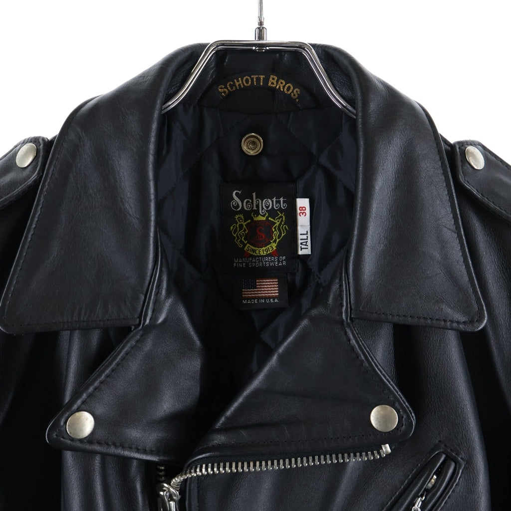 SCHOTT(ショット) ONESTAR TALL ワンスター 中綿 カウレザー ダブルライダースジャケット ブラック 7164