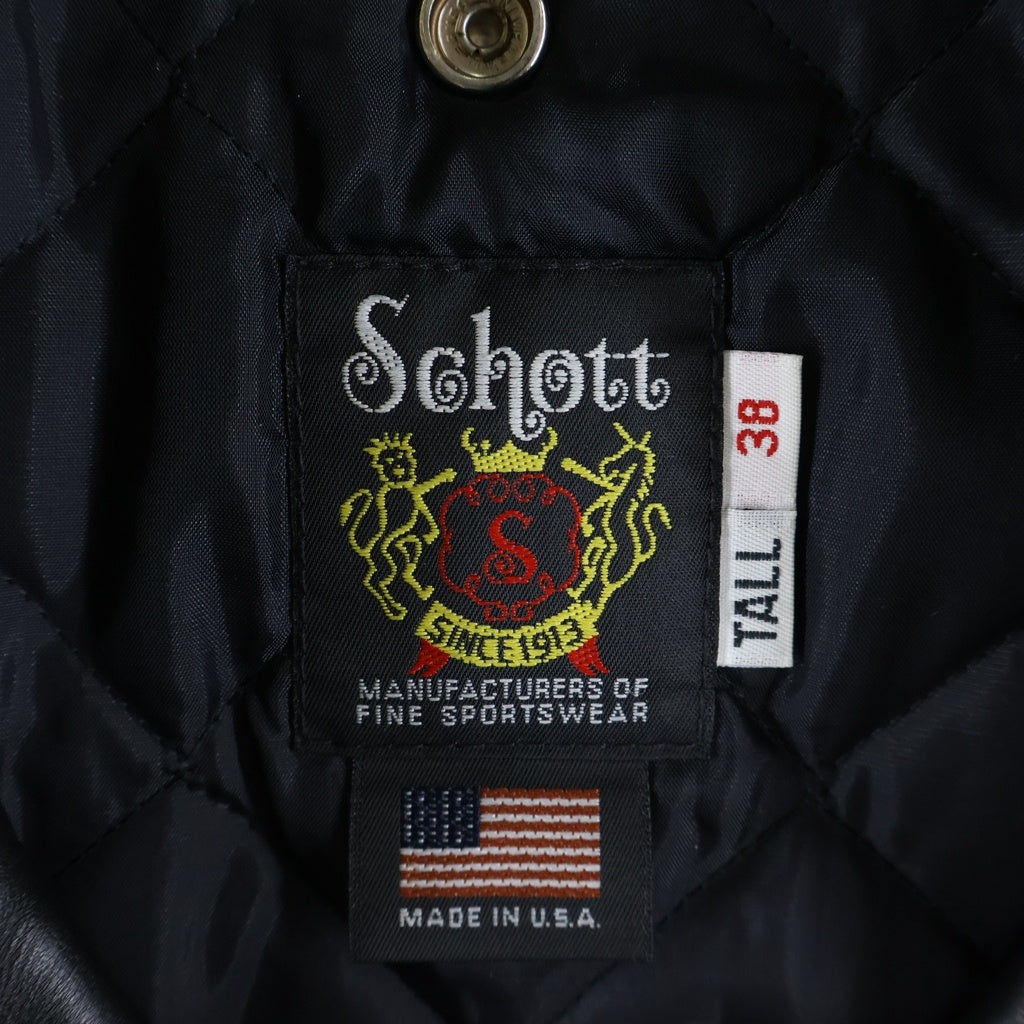 SCHOTT(ショット) ONESTAR TALL ワンスター 中綿 カウレザー ダブルライダースジャケット ブラック 7164