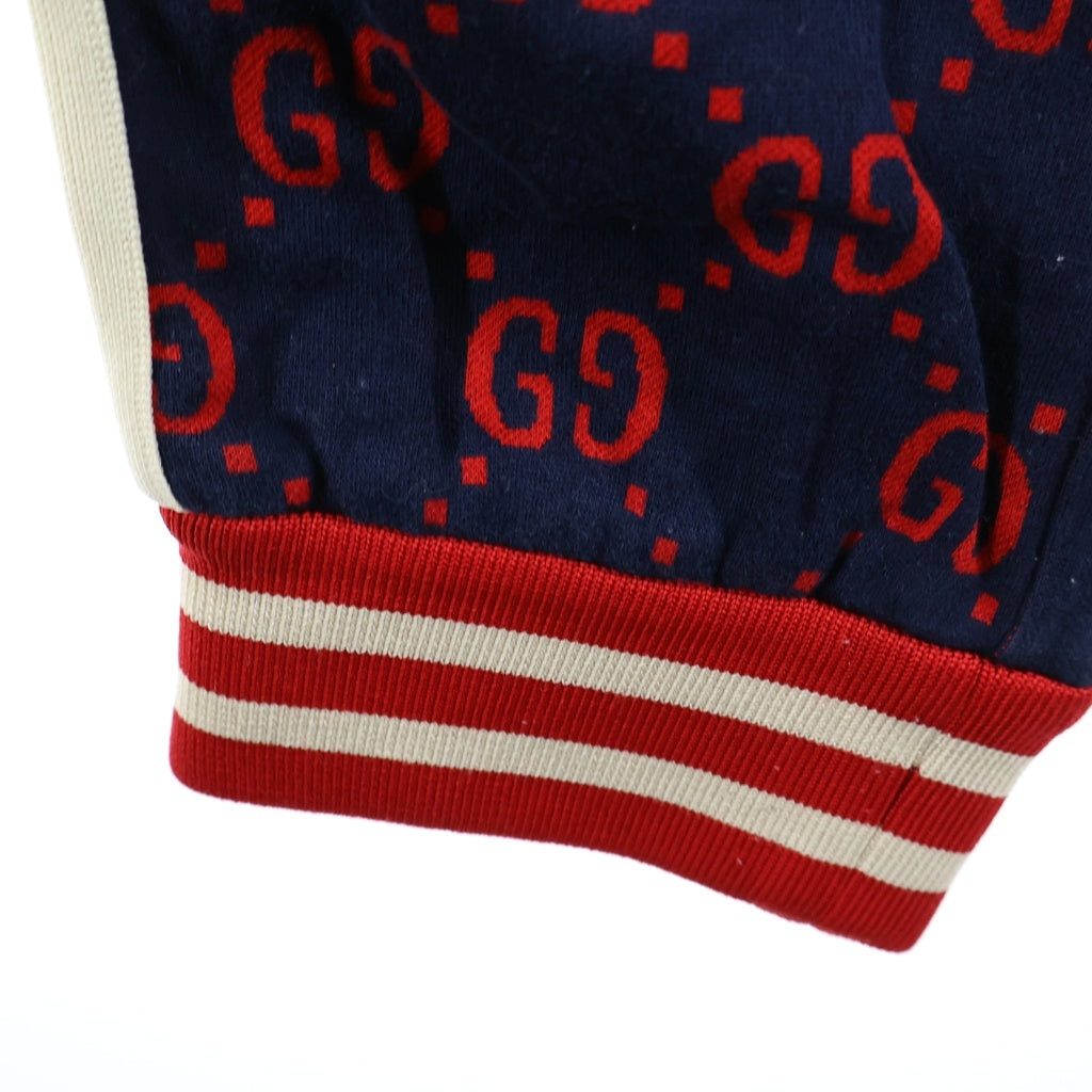 GUCCI(グッチ) Jacquard Sweat Pants GGジャガード 総柄スウェットパンツ ネイビー/レッド 496920