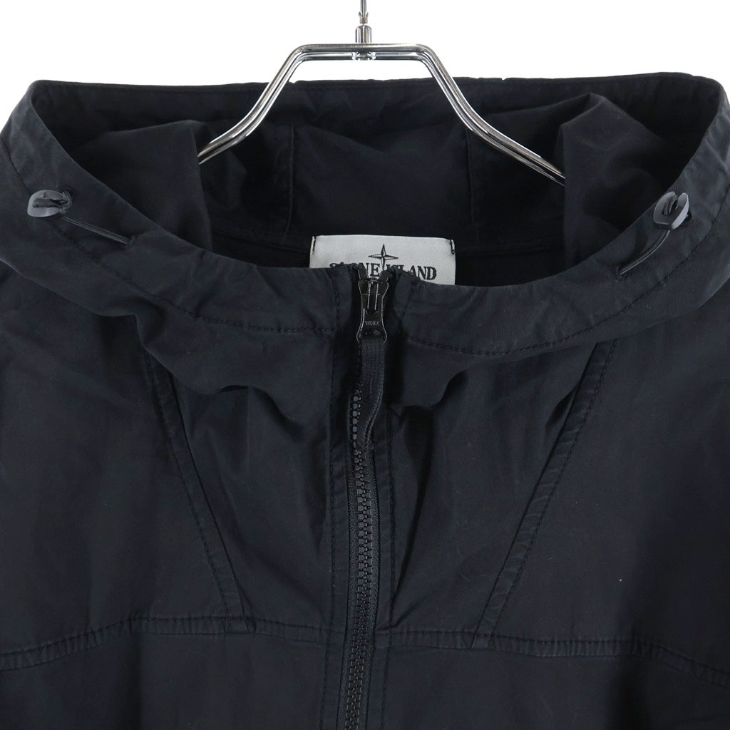 STONE ISLAND(ストーンアイランド) 24AW SUPIMA COTTON TWILL STRETCH-TC OVER SHIRT ストレッチスーピマコットンツイル フーデッドブルゾンジャケット ブラック 811510110
