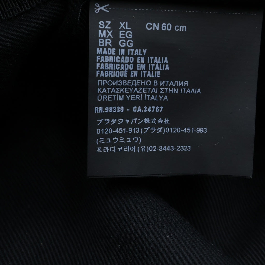 PRADA(プラダ) トライアングルロゴ 三角プレート コットンバケットハット 帽子 ブラック 2HC137