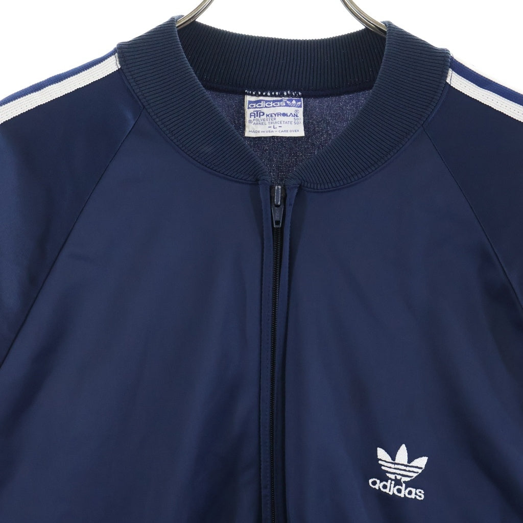 adidas(アディダス) 80S VINTAGE USA製 ヴィンテージ トレフォイルロゴ刺繍 ATP トラックジャケット ジャージ ネイビー