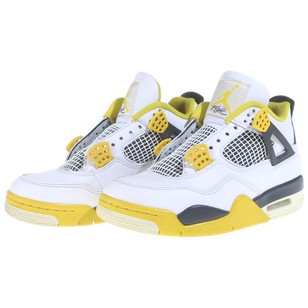 NIKE(ナイキ) Air Jordan 4 Retro Vivid Sulfur エアジョーダン4 レトロ ヴィヴィッドサルファー ハイカットスニーカー US7/24cm ホワイト/イエロー レディース AQ9129 101