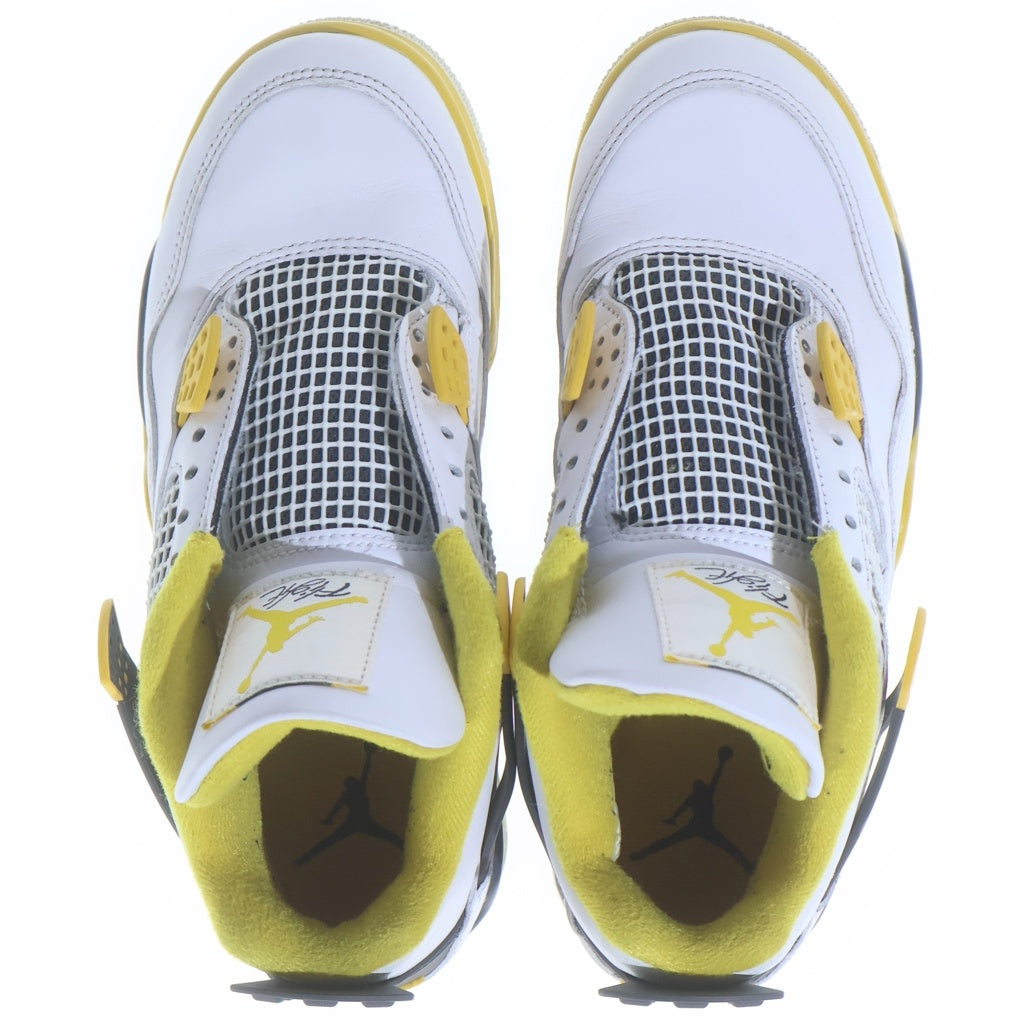 NIKE(ナイキ) Air Jordan 4 Retro Vivid Sulfur エアジョーダン4 レトロ ヴィヴィッドサルファー ハイカットスニーカー US7/24cm ホワイト/イエロー レディース AQ9129 101