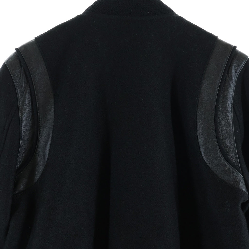 SAINT LAURENT PARIS(サンローランパリ) 22AW TEDDY JACKET テディジャケット レザートリムウールスタジアムジャンパー ブルゾン ブラック 376283 Y197Q レディース