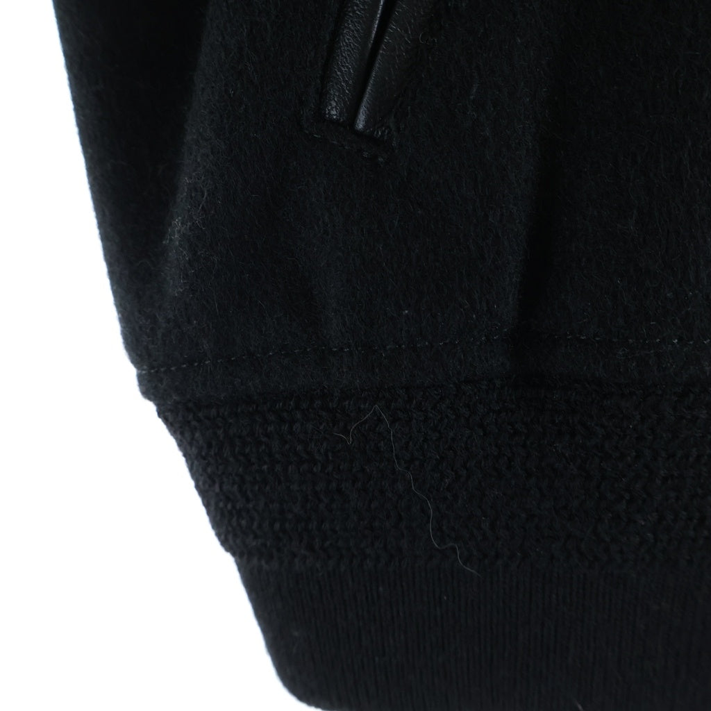SAINT LAURENT PARIS(サンローランパリ) 22AW TEDDY JACKET テディジャケット レザートリムウールスタジアムジャンパー ブルゾン ブラック 376283 Y197Q レディース