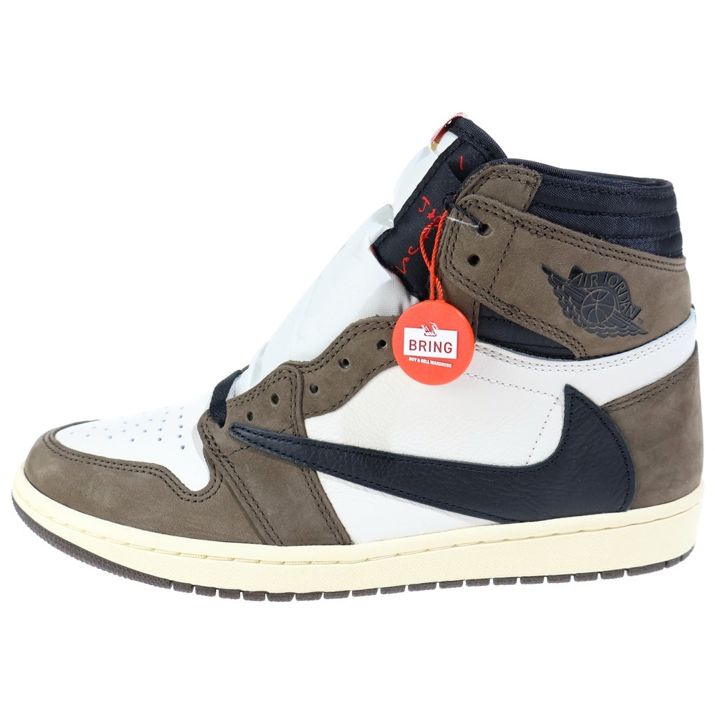 NIKE(ナイキ) ×TRAVIS SCOTT AIR JORDAN 1 HIGH OG TS SP トラヴィススコット エアジョーダン1 ハイカットスニーカー ブラウン/ホワイト US10/28cm CD4487-100