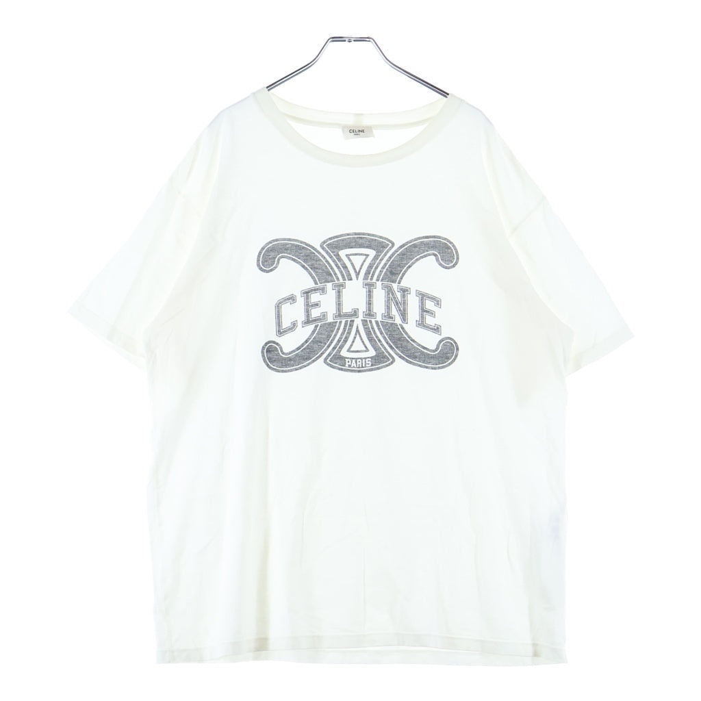 CELINE(セリーヌ) トリオンフ ロゴプリント クルーネック半袖Tシャツカットソー ホワイト RX0BO671Q 01OB