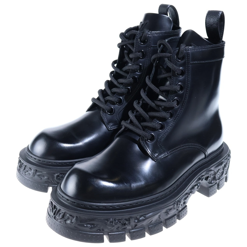 LOUIS VUITTON(ルイヴィトン) LVバロック・ライン アンクルブーツ レースアップ 彫刻デザイン ブラック