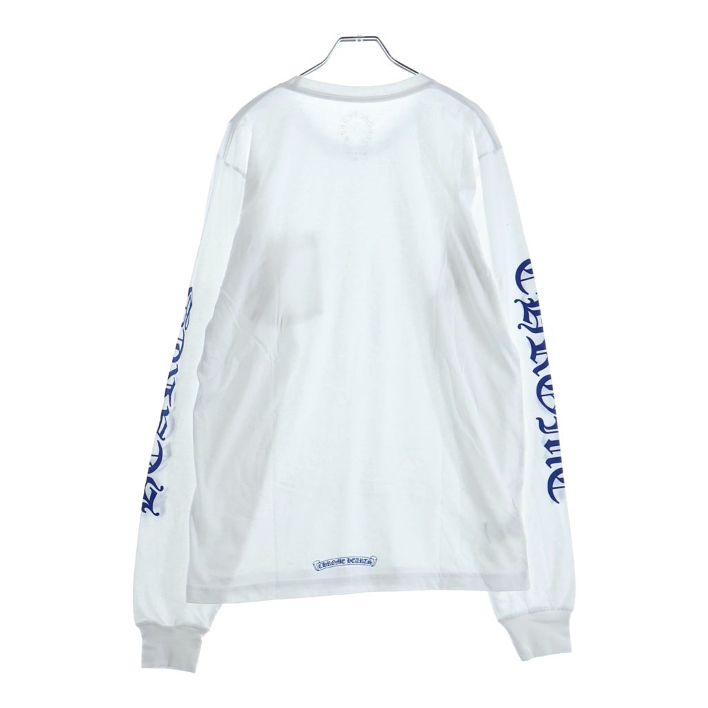 CHROME HEARTS(クロムハーツ) CH LS 1 ネックロゴ アームプリントクルーネック長袖Tシャツ ホワイト/ブルー