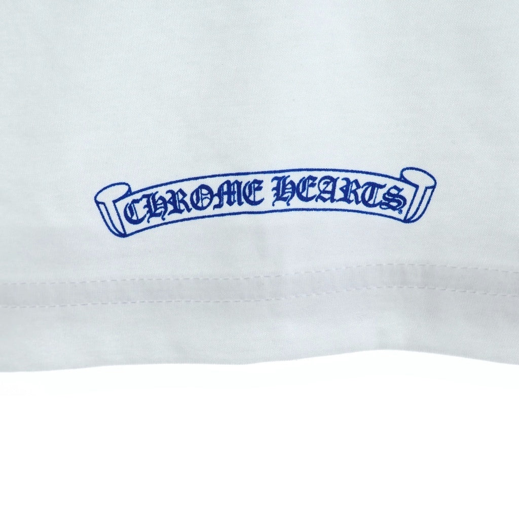 CHROME HEARTS(クロムハーツ) CH LS 1 ネックロゴ アームプリントクルーネック長袖Tシャツ ホワイト/ブルー