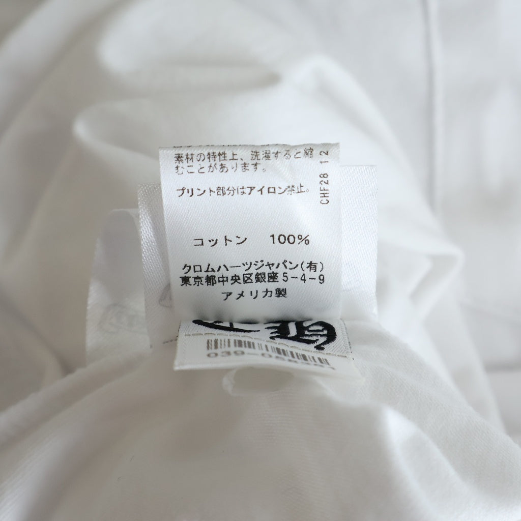 CHROME HEARTS(クロムハーツ) CH LS 1 ネックロゴ アームプリントクルーネック長袖Tシャツ ホワイト/ブルー