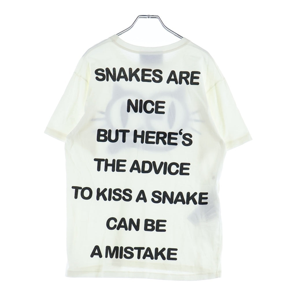 GUCCI(グッチ) キャットアイ ラインストーン プリント 刺繍 クルーネック半袖Tシャツカットソー ホワイト 615044 XJDGG レディース