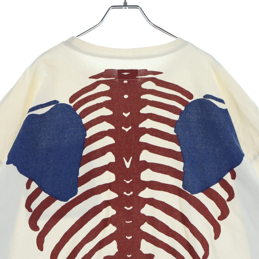 KAPITAL(キャピタル) 2TONE BONE TEE 天竺 2トーンバックボーンプリントクルーネック半袖Tシャツカットソー ホワイト EK-1112