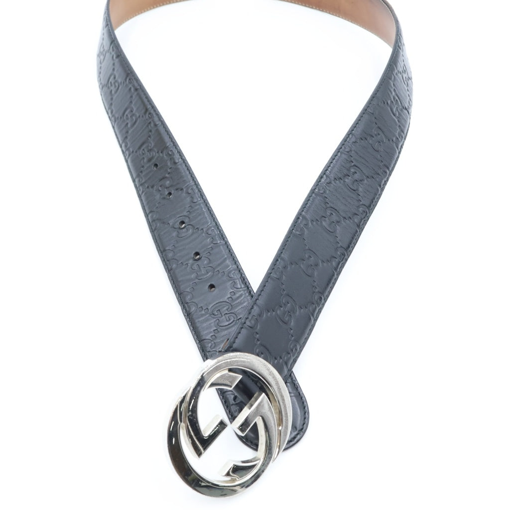 GUCCI(グッチ) インターロッキングG レザー ベルト ブラック 525040 レディース